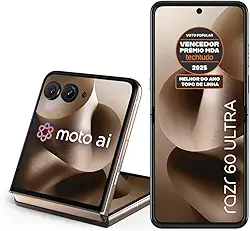 Smartphone Motorola Razr 60 Ultra - 1TB 32GB (16GB RAM+16GB Ram Boost) Snapdragon 8 Elite Tela dobrável 7" e externa 4” Moto AI 50MP camera - Madeira