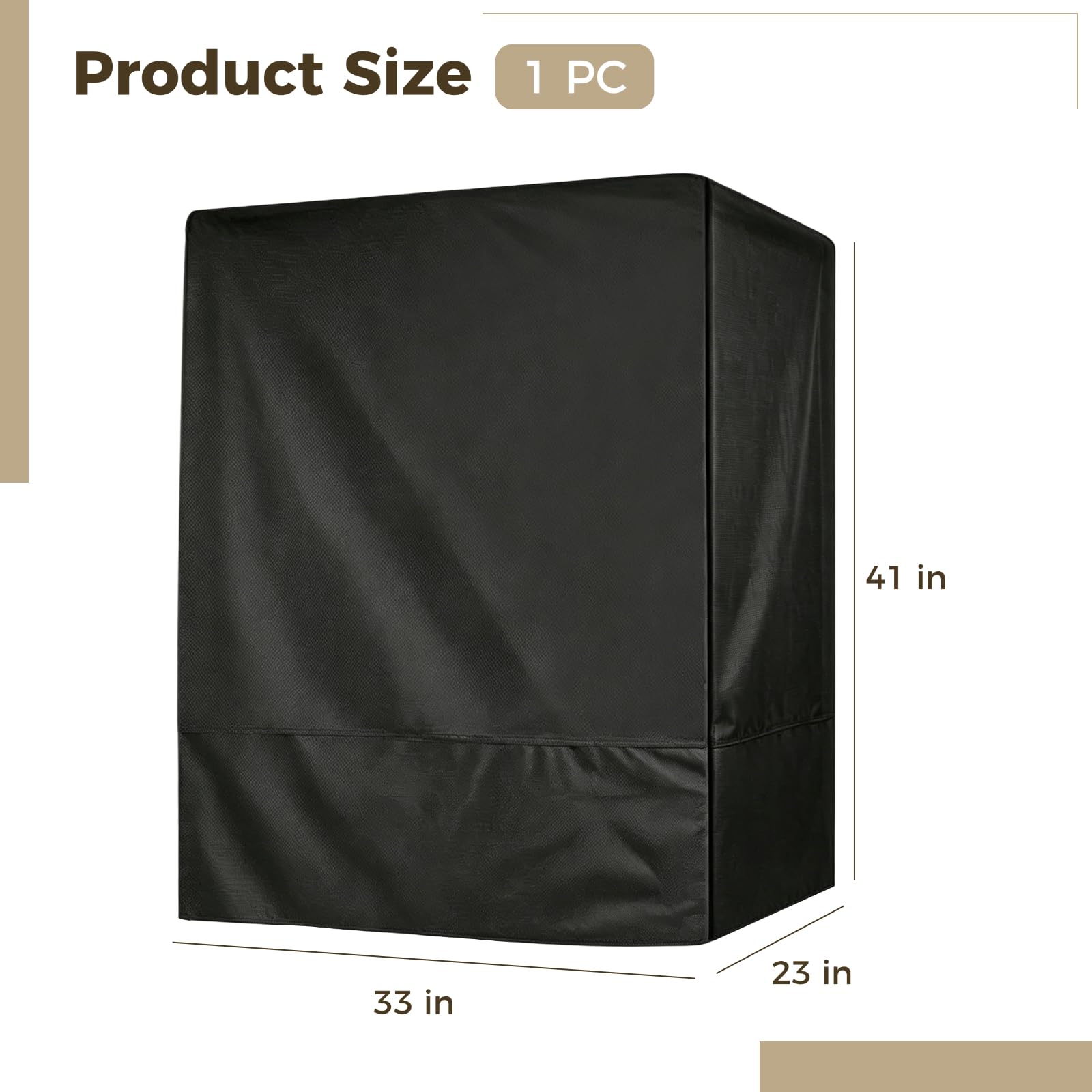 Generisch Schwarze Vogelkäfigabdeckung aus 600D Oxfordstoff, 33 x 23 x 41 Zoll, Abdeckung für Papageienkäfige für den Außenbereich, Vollabdeckung gegen Staub und Schatten, mit leichtem Zugriff