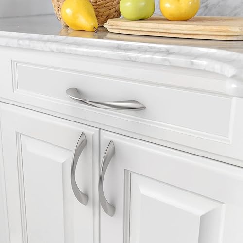 Miniatura 3 de Amerdeco ZH0048 - Paquete de 10 tiradores trenzados de níquel satinado cepillado de 3.75 pulgadas (3.780 in) para arco de cocina, tiradores de