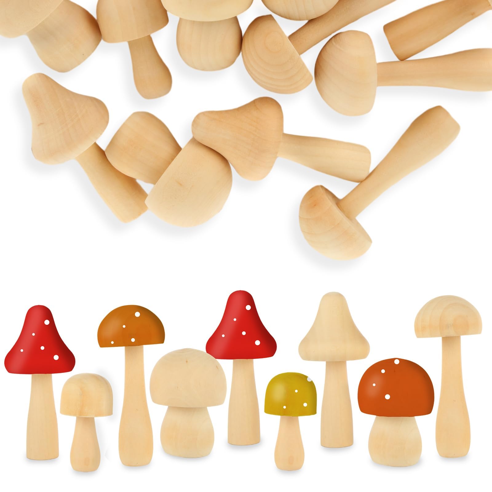Champignons en bois brut à peindre pour loisirs créatifs artisanat