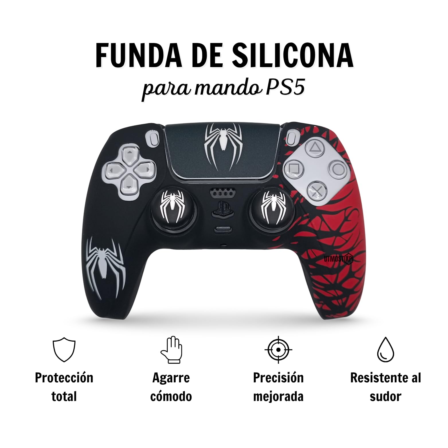 MME Cover Compatibile con Controller PS5, Silicone Morbido e Confortevole che Migliora la Presa, Accessori per Controller Play 5, Accessorio Compatibile con Controller Originale Play 5 (Rosso)