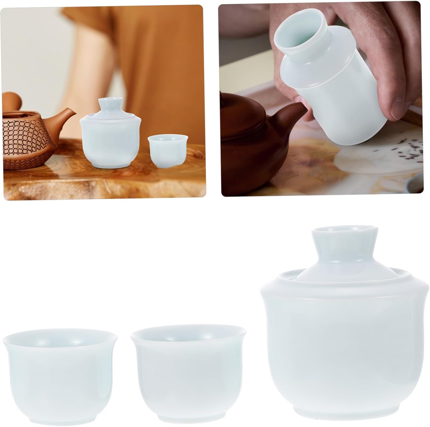 1set Porcelain Pottery Chinese Set Liquor Warm Set Drinking Cup Classic Style Easy to Clean