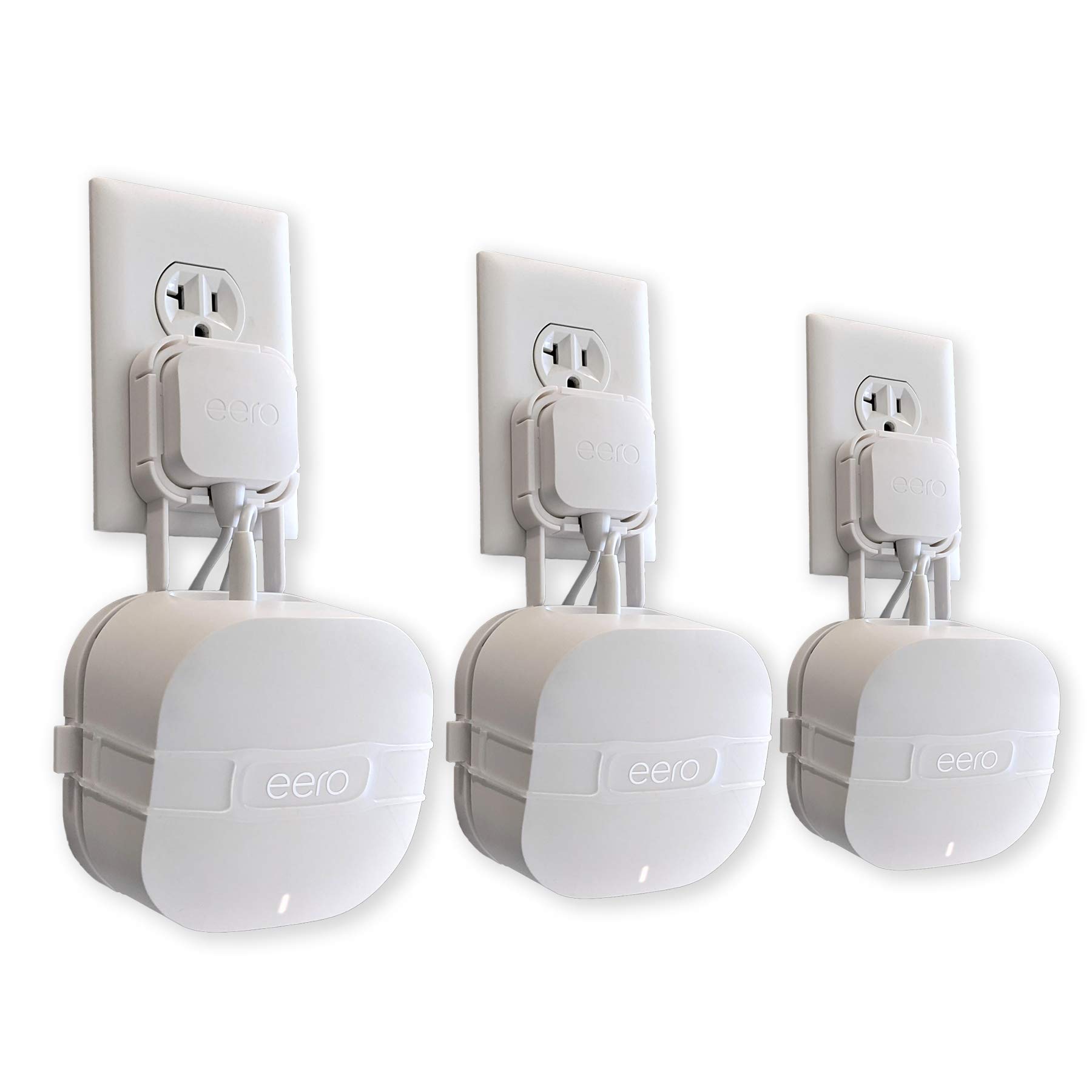 The Eero for New eero 6 and Mesh Wi-Fi: Wall Outlet Holder Stand | Lowest Profile | Open Access | Multiple Install Options | Horizontal Outlets | Design Winner! (3-Pack)