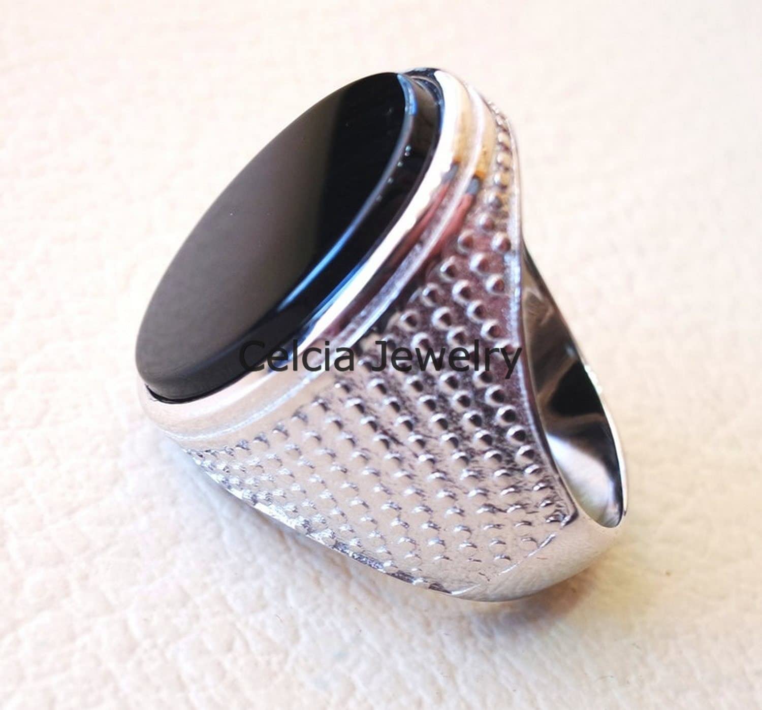 Herrenring aus schwarzem Onyx mit natürlichem Edelstein, Siegelring für das Hochzeitsversprechen, tolles Geschenk für den Freund, Geburtstagsgeschenk für den Ehemann (schwarzer Onyx)