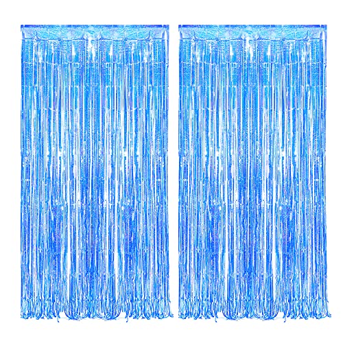 Rideau Métallique De Frange Brillant Rideaux en Maille Métallique De Frange Rideaux De Paillettes Brillant Métallique Rideau Shimmer pour Anniversaires Fêtes Mariages (1 x 2,5 m) 2 Pcs (Bleu Marine) Cover