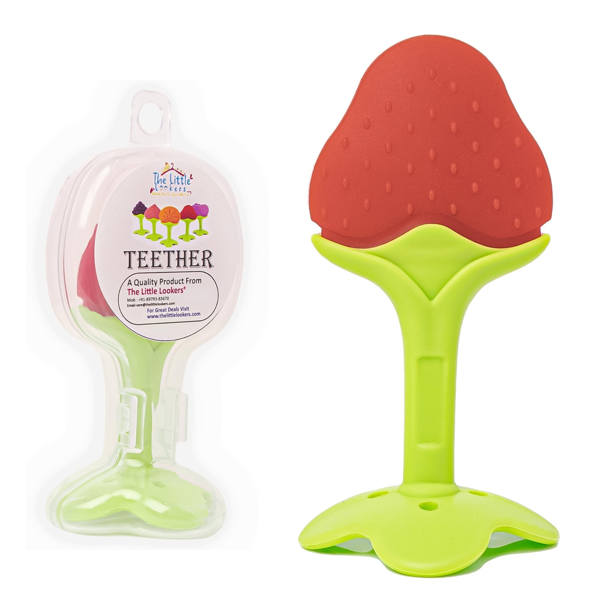 THE LITTLE LOOKERS Silicone Fruit Shape Teether I 100% BPA Free Teething Toys for Baby/Toddlers/Infants (Strawberry - Pack of 1)-image-41