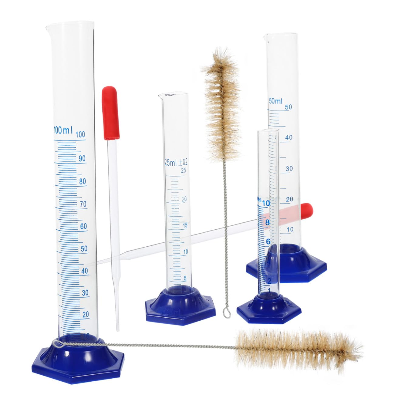 Probetas graduadas de plástico con cepillo de limpieza para laboratorios 8