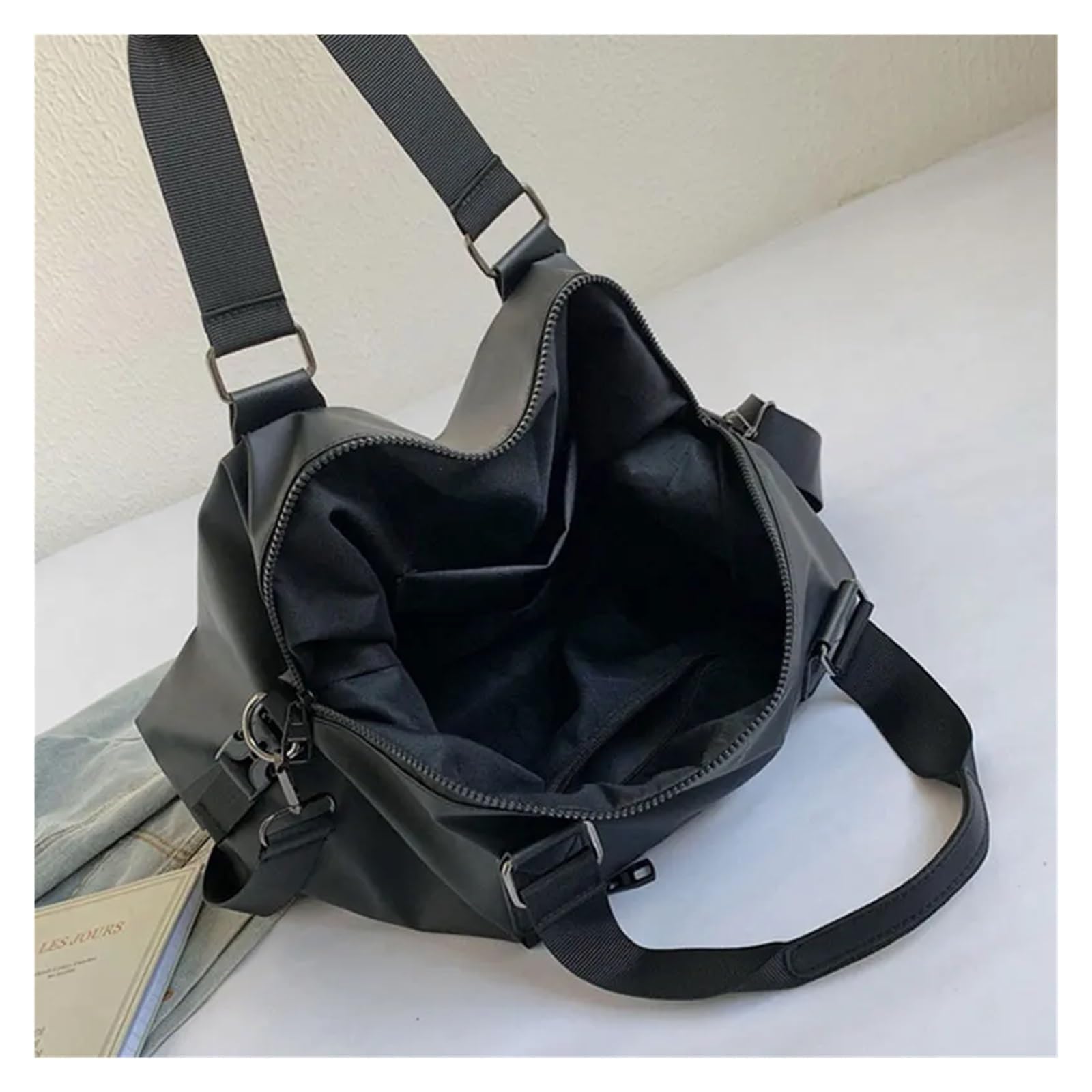 VELORE Bolsa de fitness para mujer, bolsa de gimnasio para hombre, bolsa de viaje de nailon impermeable, bolsa de gimnasio, Black, Talla única