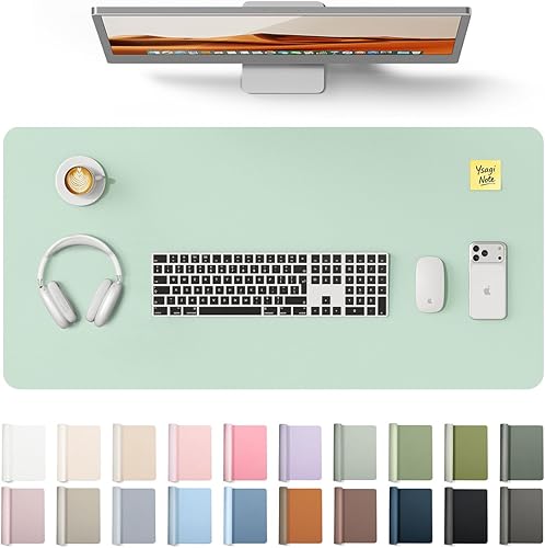 Miniatura 42 de YSAGi Protector de escritorio de piel, alfombrilla de oficina, alfombrilla grande para ratón, alfombrilla antideslizante de piel sintética, Azul