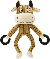 Pelúcia com Argola para Cachorro Brinquedo com Apito (Vaca Bege)