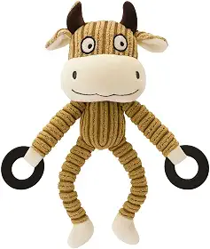 Pelúcia com Argola para Cachorro Brinquedo com Apito (Vaca Bege)