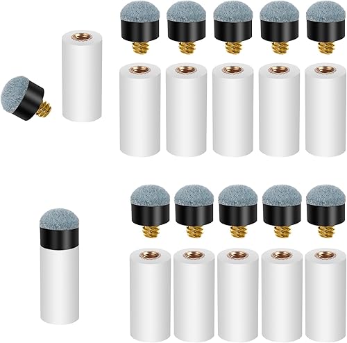 10 juegos de puntas de taco de billar, kit de repuesto de rosca, puntas de palo de billar blancas, casquillos de billar, accesorios de 0.472 in0.512