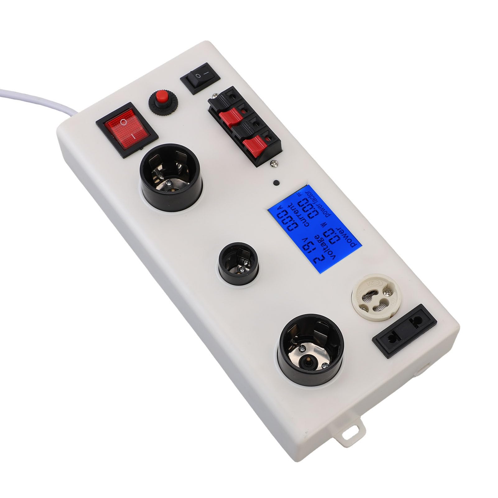 FTVOGUE Tester di Potenza della Lampadina a LED, Tester PF di Potenza di Tensione di Corrente Multifunzionale per E27 E14 GU10 Spina a 2 Poli con Doppio Interruttore di Controllo (Spina UE 85-265 V)