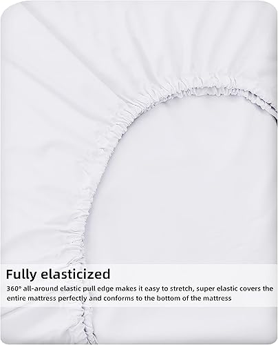 Miniatura 5 de HBHLFZ Sábana bajera de poliéster tamaño King bolsillo profundo de 16 pulgadas ajuste totalmente elástico resistente a las manchas tamaño King color