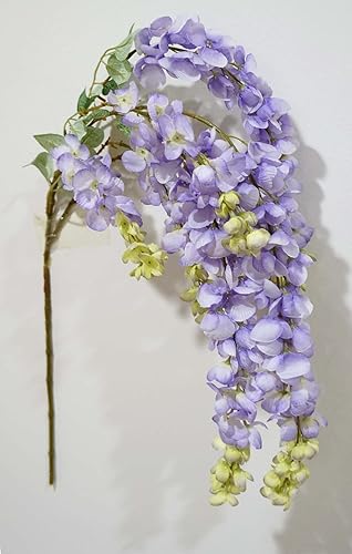 Miniatura 8 de Sweet Home Deco - Aerosol de flores artificiales de glicina de seda de 43 pulgadas, tallo de flor colgante, 6 ramas, flores de glicina de primavera,