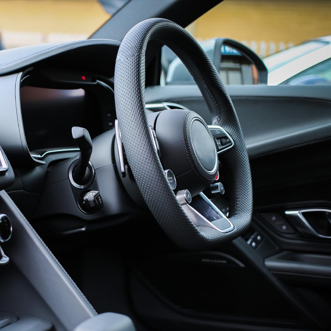 Coprivolante In Pelle Scamosciata - Per Auto, Universale 37-38 Cm, Nero - Foto 2