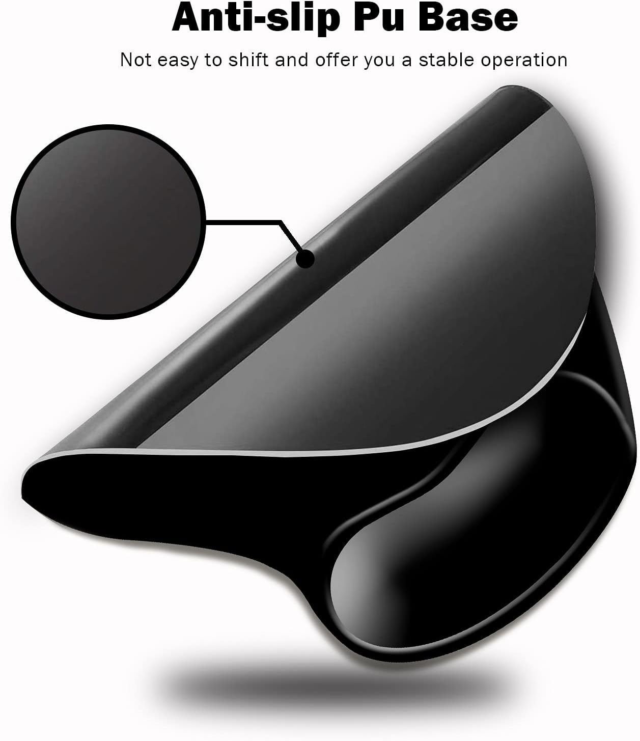 Dooke Ergonomic Mouse Pad with Wrist Support,Mouse Pads with Non-Slip PU Rubber Base for Home Office Working Studying Easy Typing & Pain Relief Black
