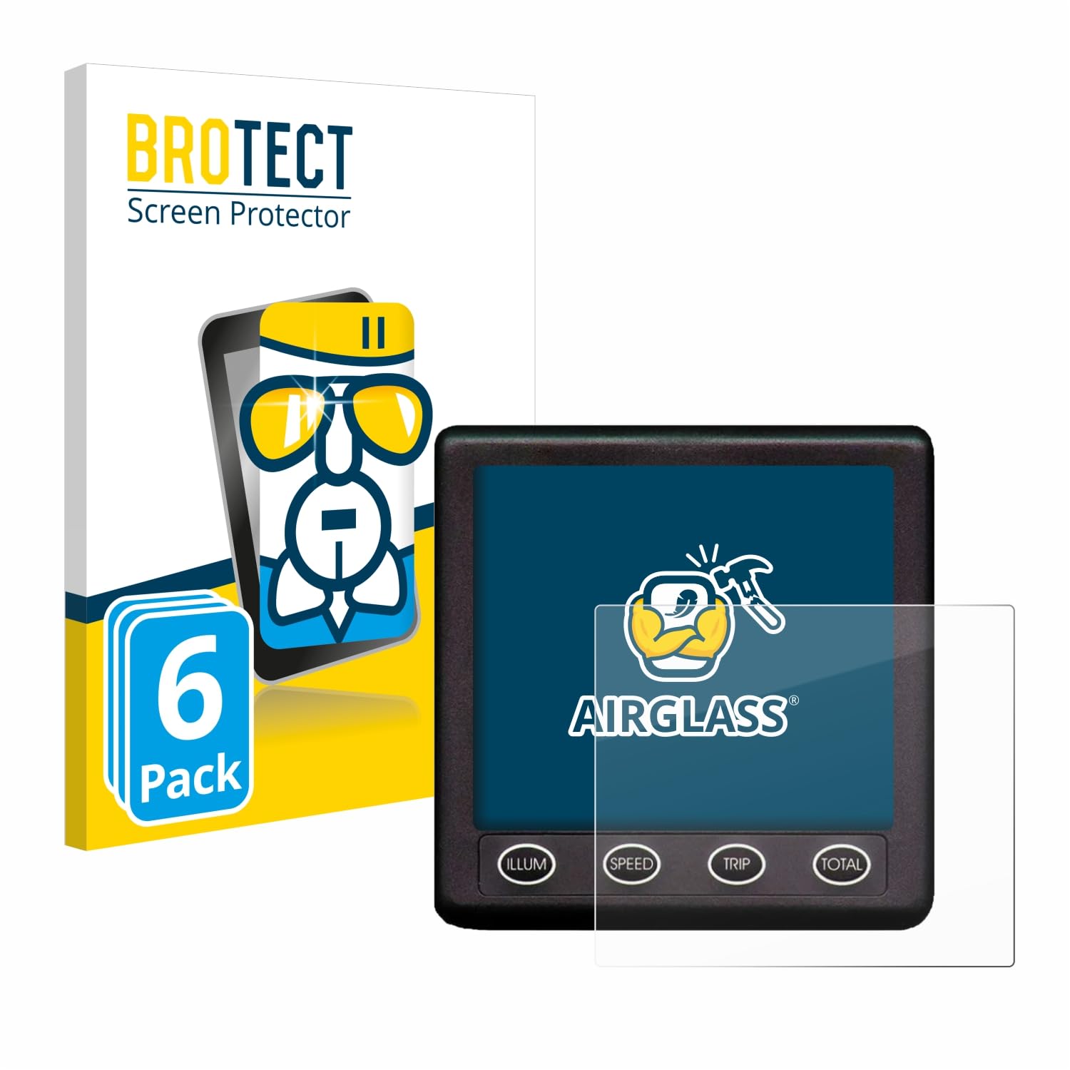 brotect Glass Screen Protector Film Compatible with NASA Marine Instruments Clipper Duet System (6 Pack) - Glass-Foil Protection [Scratch Resistant]