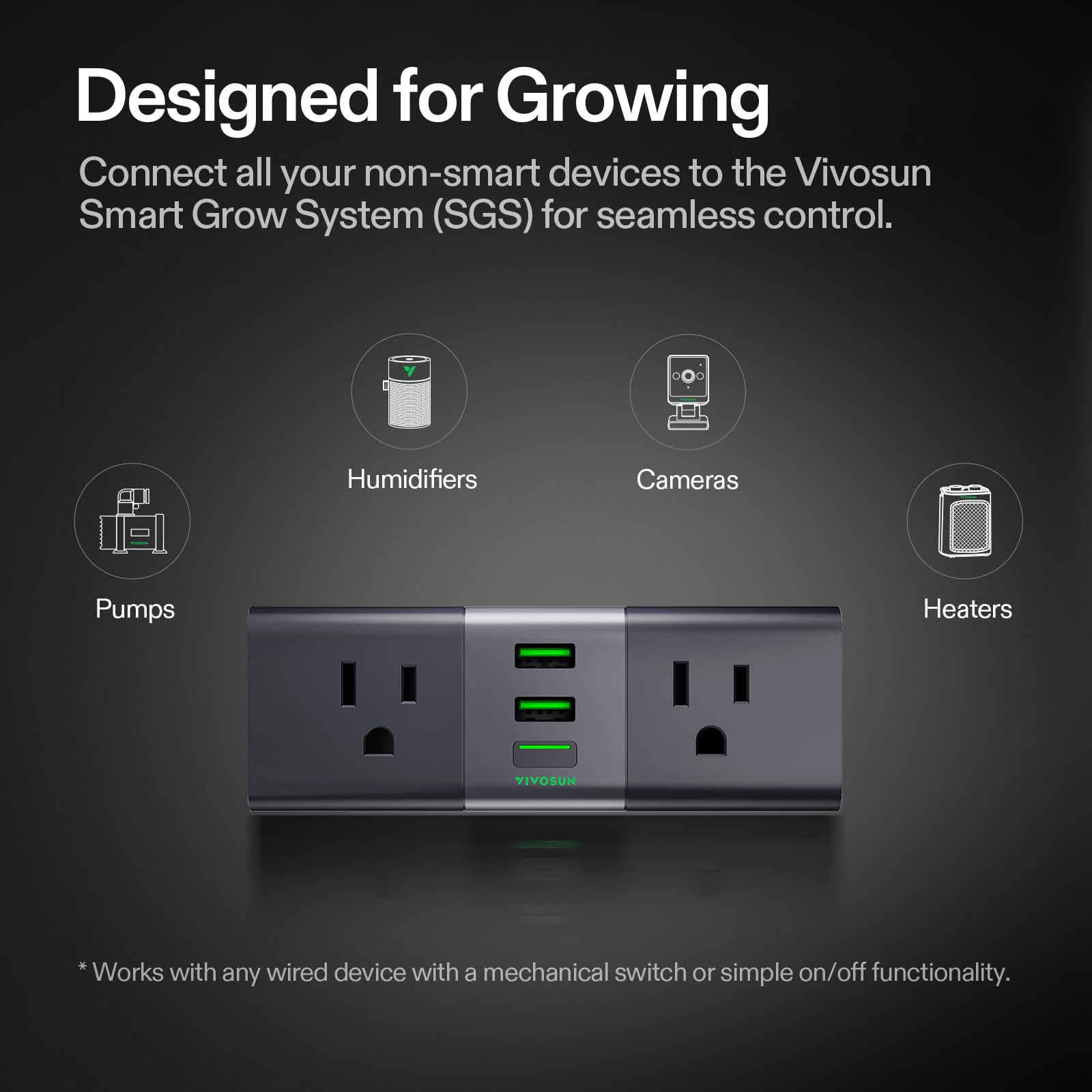 VIVOSUN GrowHub Outlet Controller A22 with Temperature and Humidity Sensor Probe Smart Environmental WiFi-Controller Smart Plug Thermostat 15A — view 2