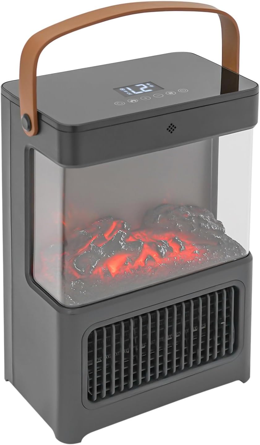 Electric Fireplace Stove Heater, Portable Fireplace w/3 Heating Modes/3D Realistic Flame Effects/Overheating Protection, Low Noise Electric Fireplace for Living Room, Bedroom
