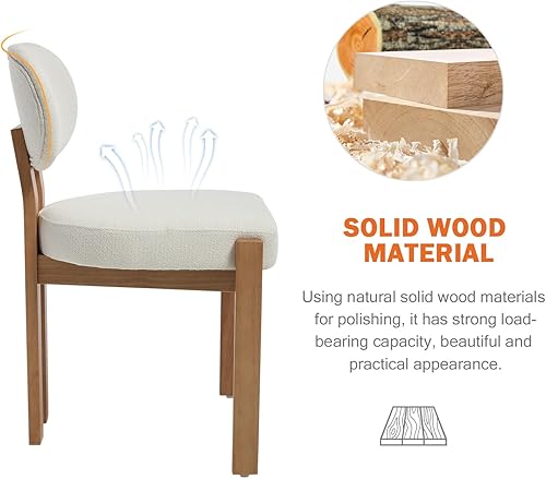 Miniatura 5 de Juego de 4 sillas de comedor de madera, modernas de mediados de siglo, tapizadas de chenil, sillas de comedor con patas de madera maciza, silla de