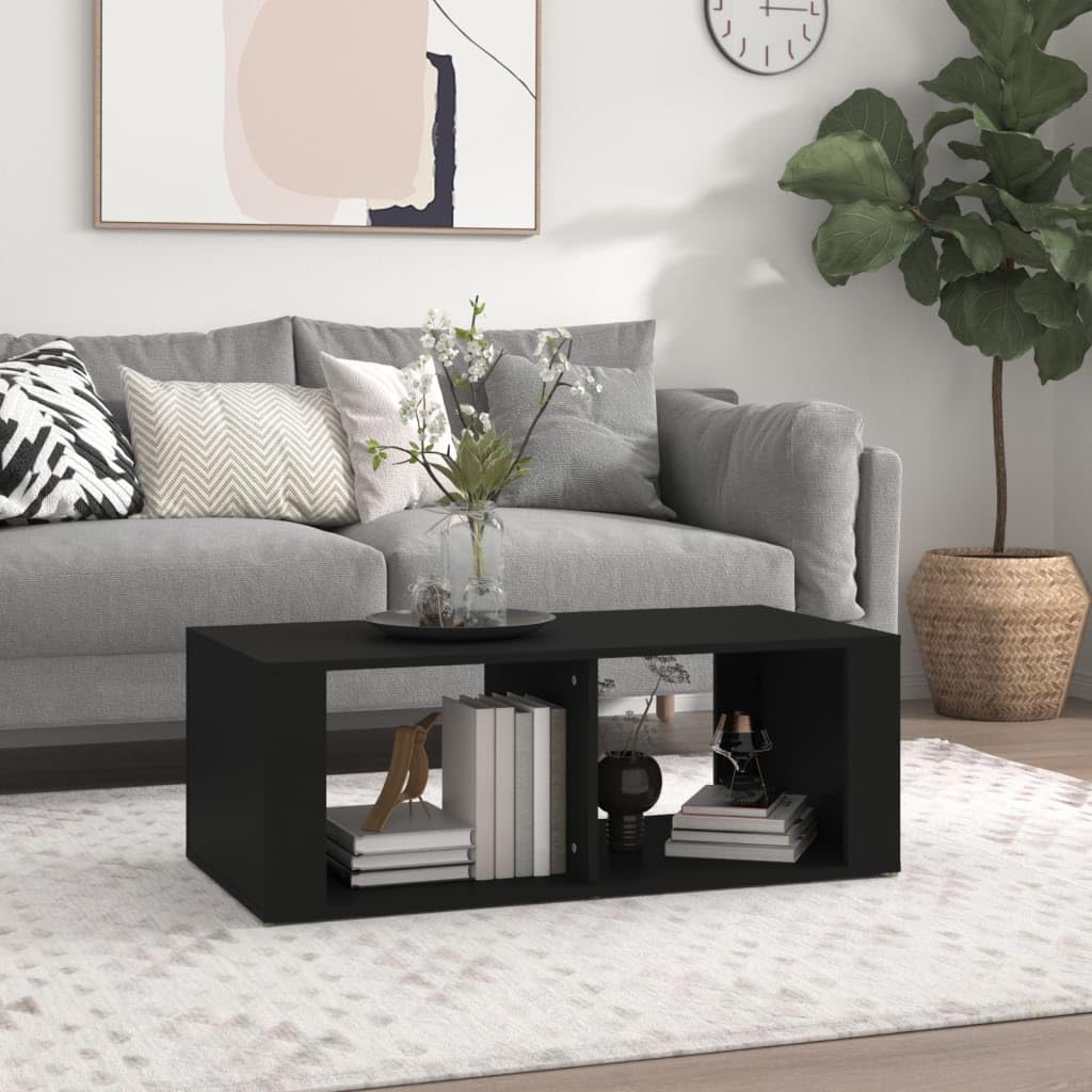 Table Basse Noir en Bois 100cm pour Vos Soirées Télé et Apéritifs Entre Amis
