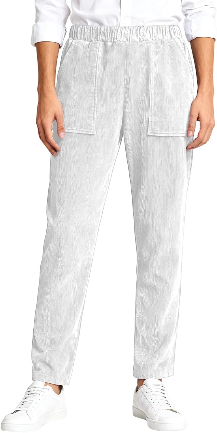 Baggy Tall Wide Leg Sweatpants for Women Casual Soft Loose Fit Open Leg Joggers Corduroy Yoga Comfy Straight Leg