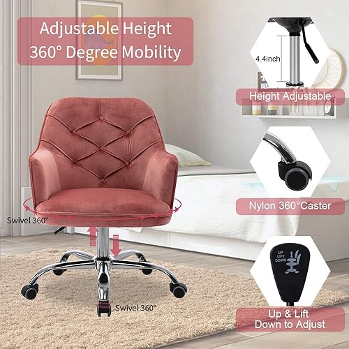 Miniatura 6 de SSLine Silla de terciopelo para la oficina en casa, moderna silla giratoria giratoria, tapizada en 360, silla de escritorio, silla de recepción,