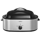 Sunvivi 20 Quart Electric Roaster Oven Turkey Roaster with Lid Electric Roasters with Removable Pan Large Roaster, Self-basting Lid, Fast Heating & Thaw/warming Setting, Silver