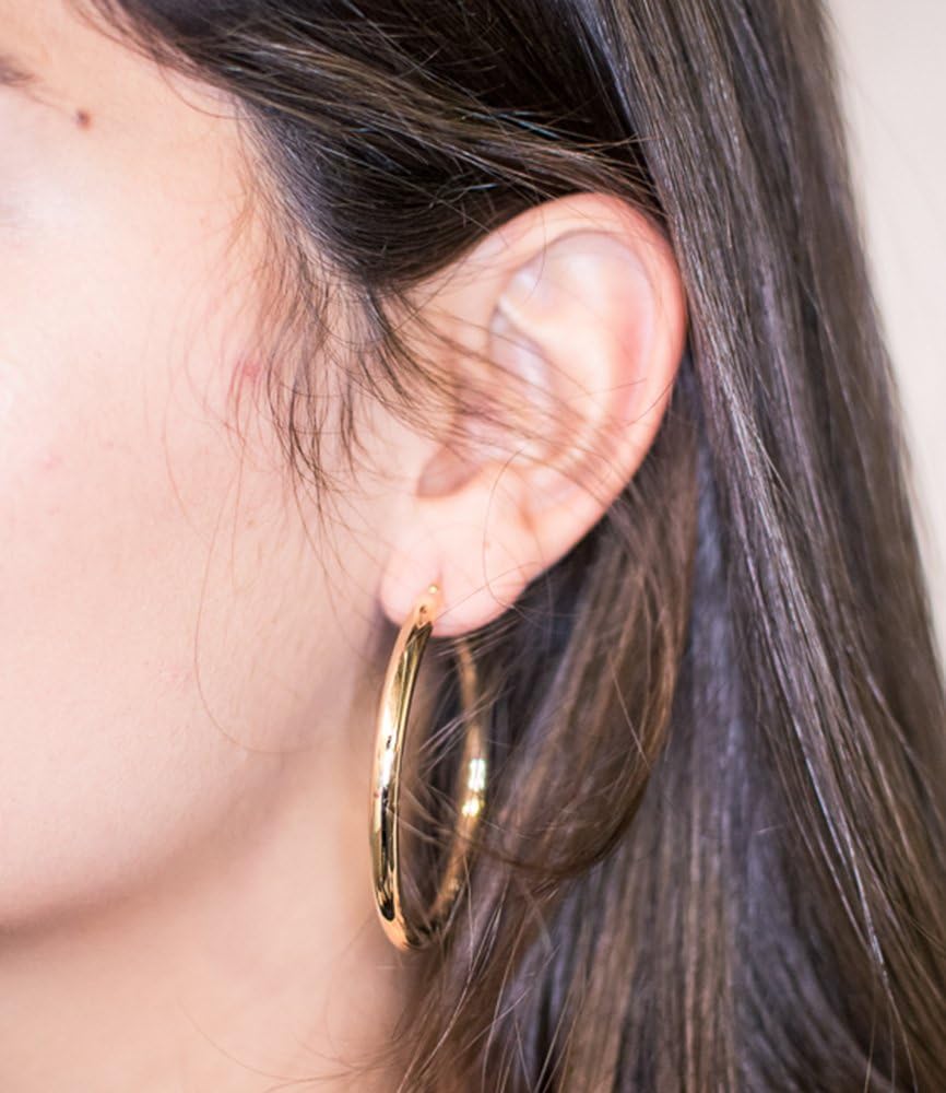 14K Gold Hoop Earrings, 4mm Thick