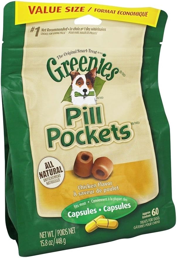 Greenies Pill Pocket Chicken Flavor Dog Treats Large 60 Treats (Capsules) Pet