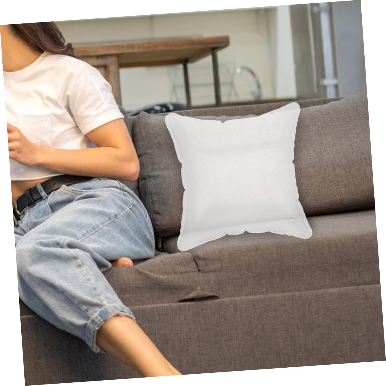 Almohada Inflable de PVC Transparente para Acampar, Portátil