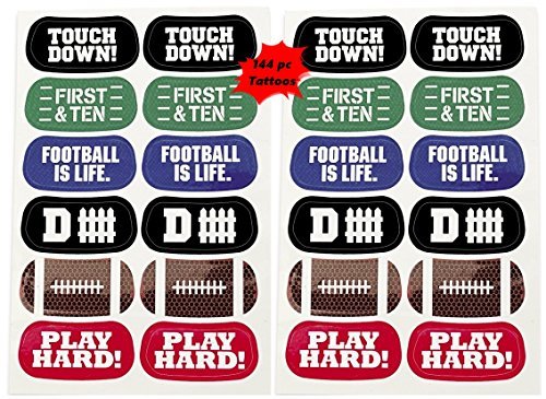 Football Face Tattoos- 12 sheets (144 TATTOOS)