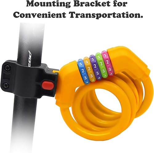 Miniatura 5 de Cable de bloqueo de bicicleta deportiva, bloqueo de cable de bicicleta de 4 pies con bloqueo de cable de bicicleta de combinación reajustable de 5