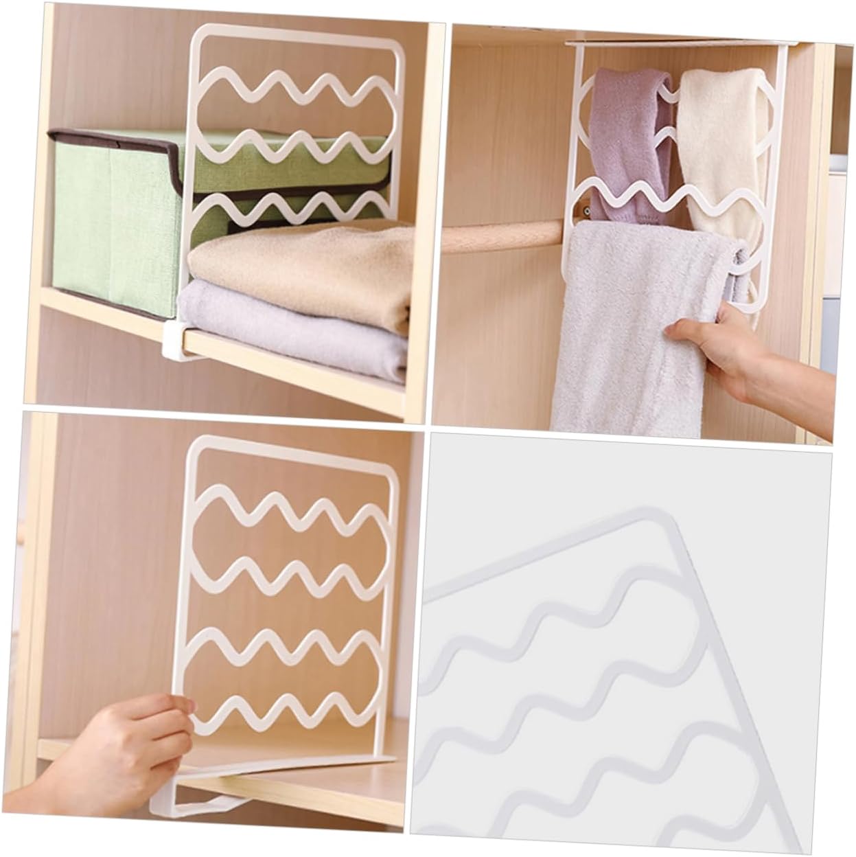 Yardwe 10-Pack Adjustable Shelf Dividers for Closet Organization Closet Shelf Separators for Bedroom Kitchen and Bathroom Sturdy Non-Slip Plastic Wardrobe Dividers