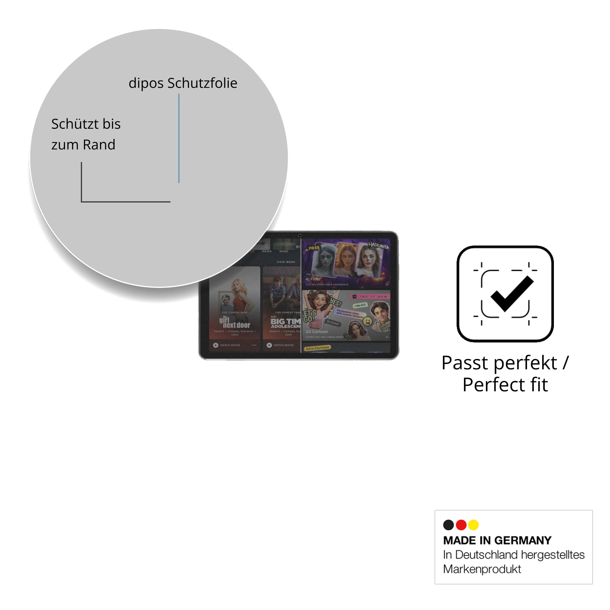 dipos Protector de Pantalla Antiespía para RebotAi D101 | Película protectora mate, filtro de privacidad 4 vías, ajuste perfecto, antiarañazos, sin burbujas, autoadhesivo