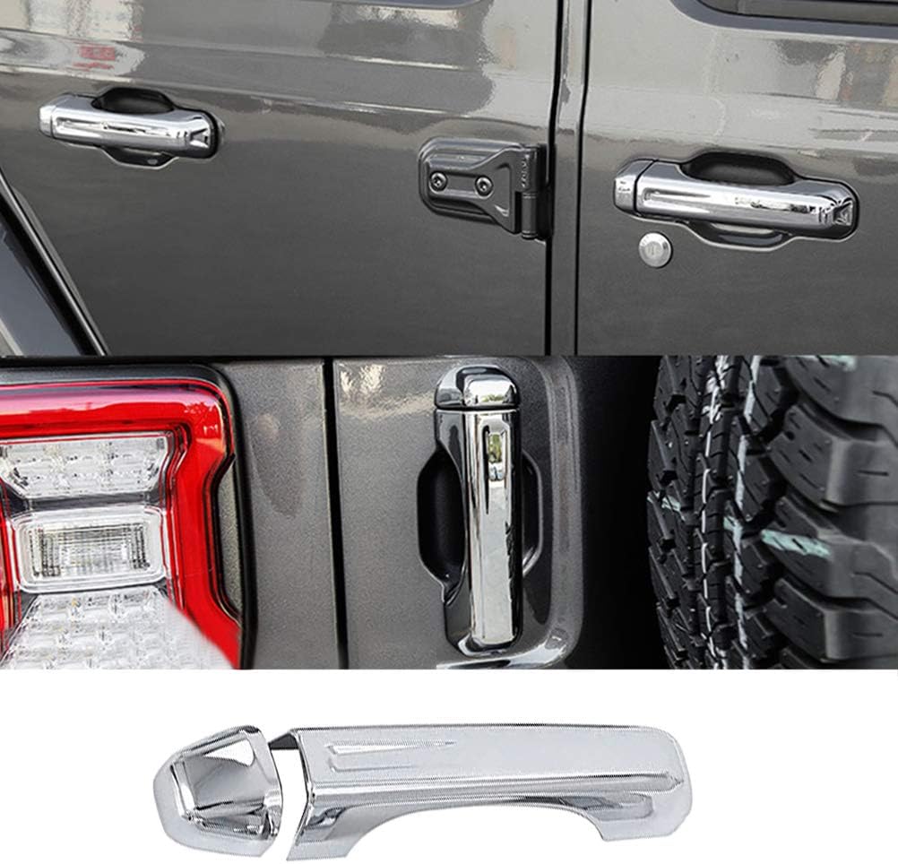 NINTE Door Handle Cover for Jeep Wrangler JL 2018 2019, ABS Chrome Exterior Handle Trim, 4-Door & Tailgate 10pcs Covers（NOT The Replacement）