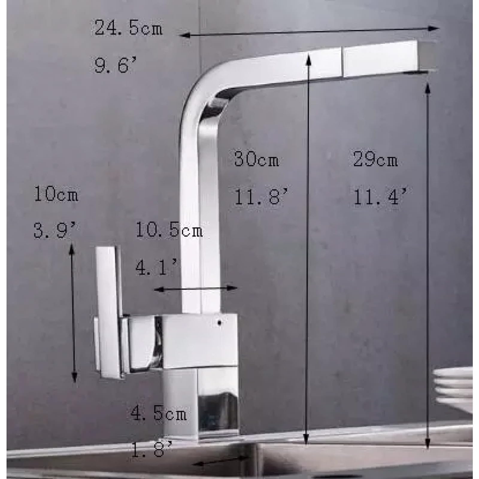 Moderno rubinetto da cucina estraibile color argento, beccuccio ad arco alto, foro singolo, costruzione, facile da usare, perfetto per l'aggiornamento della casa e lo stile contemporaneo