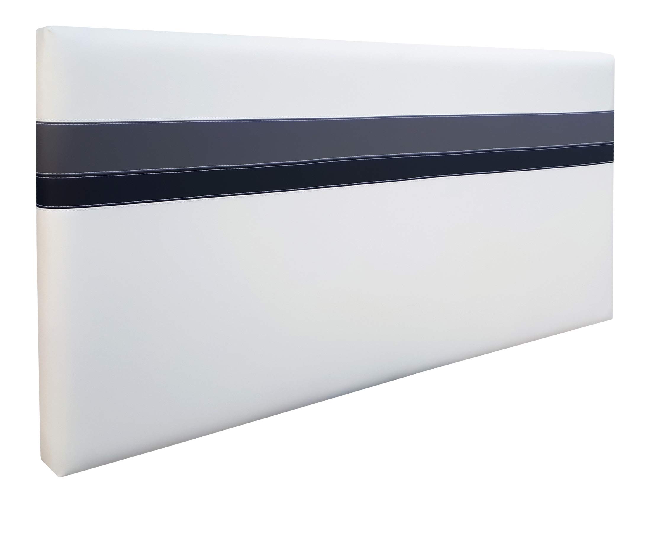 ONEK-DECCO Cabecero de Cama tapizado en Polipiel Mod. Bristol, Acolchado de Espuma,de niño, Juvenil y Matrimonio, Cabezal de Colgar Altura 70cm. (150x70, Blanco-Negro-Negro)