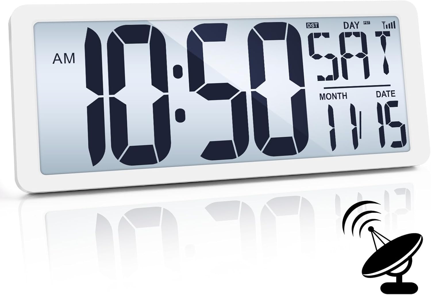 TXL Atomic Clock with Backlight, 14.2" Digital Wall Clock