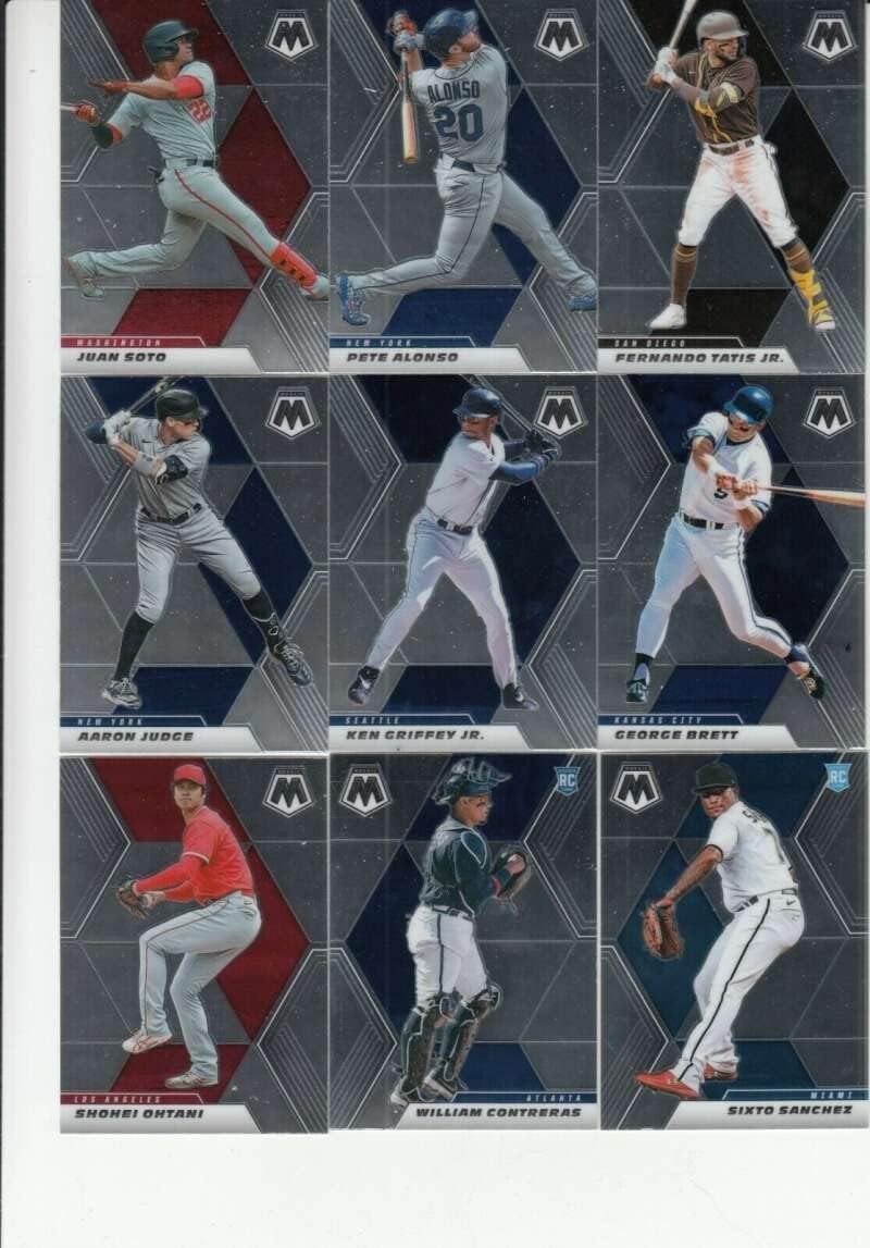 2021 Panini Mosaic MLB PA Baseball Complete Hand Collated Set 1-200 - Included in this are 2021 MLB National and League MVP Bryce Harper and Shohei Ohtani. Other All-Stars include Mike Trout Fernando Tatis Jr Vladimir Guerrero Jr Ronald Acuna Jr and others. This set contains 13 current Hall of Famers highlighted by Ken Griffey Jr