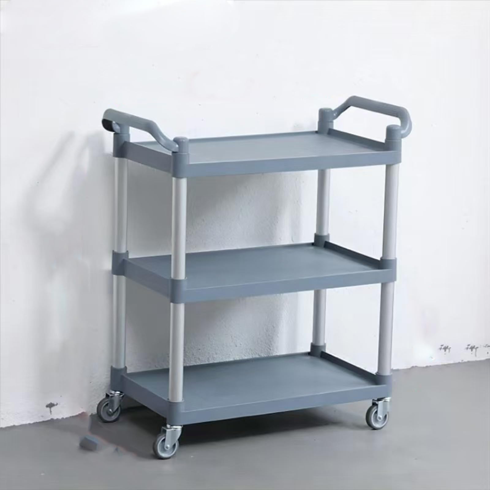 Carrito de servicio móvil de tres niveles de alta resistencia, carrito de restaurante grueso para hoteles y comedor, carrito de servicio de alimentos duradero, carrito comercial de recogida de platos