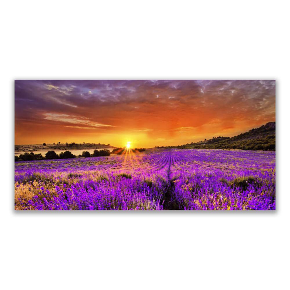 Impression sur toile 120x60cm Tulup avec motif nature soleil prairie fleurs pour déco murale