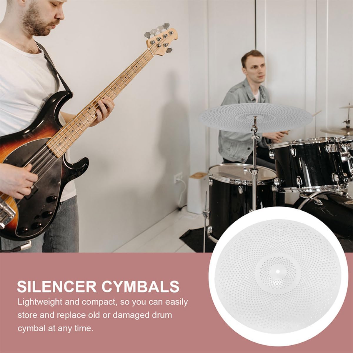 Toyvian Piatti per Batteria in Lega Argento Set 2 Silenziosi da 14/16 Pollici Riduzione Vibrazione e Facile Installazione per Batteria Jazz