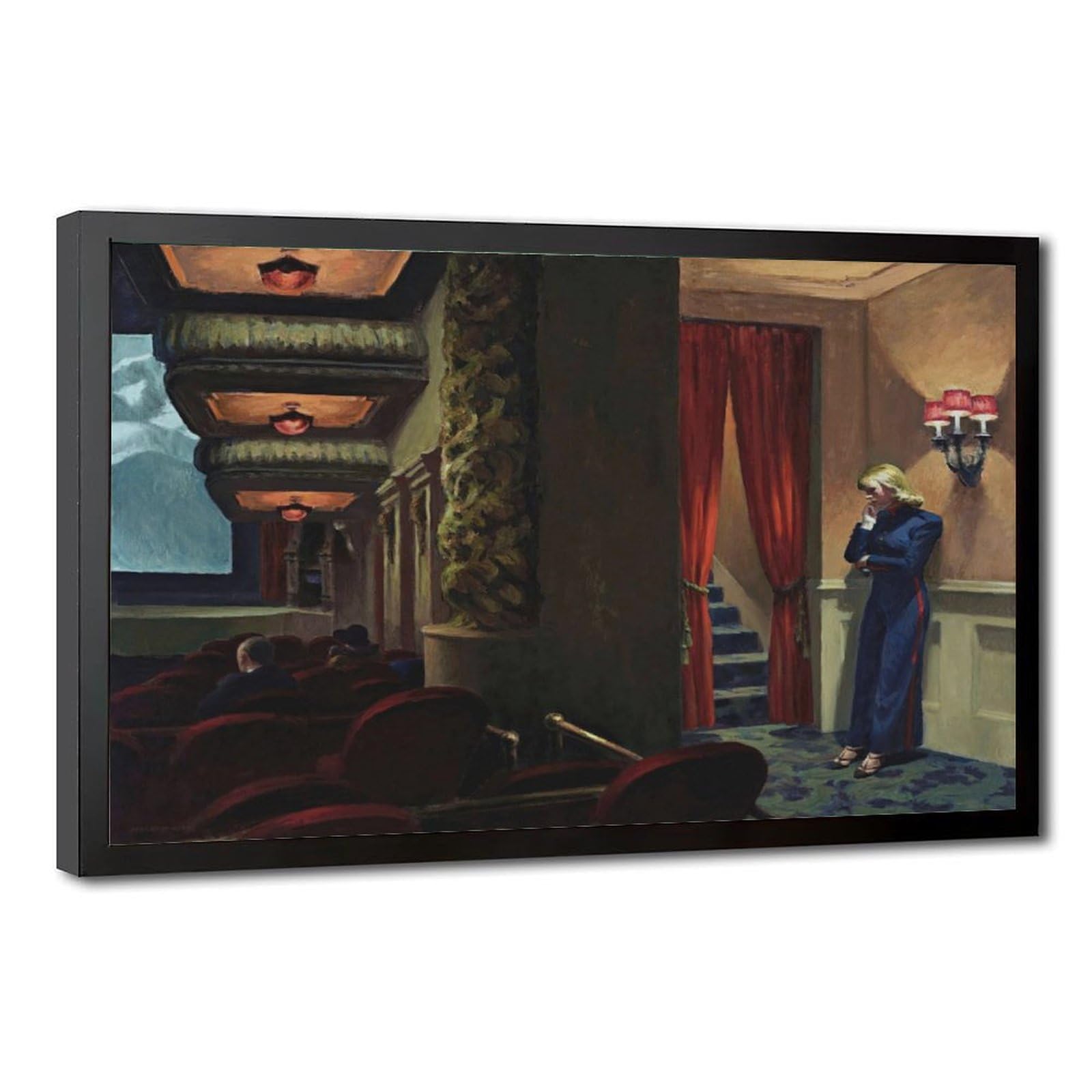 WCYB Edward Hopper Kunstdrucke, Poster, Motiv: New Yorker Film, Leinwand, Dekogemälde, Wandkunst für Büro, Wohnzimmer, zum Aufhängen, 40,6 x 61 cm (L x B)