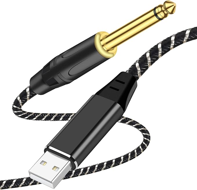 Amazon.co.jp USB ギターケーブル 2M USBリンクケーブル楽器 PC 録音 USB6.35mm録音ケーブル USBリンクケーブル エレキギター エレキベース 演奏 録音