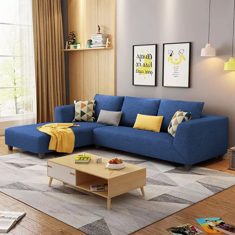 Image of Casaliving Minta LHS 4 Seater L Shape Sofa Set for Living Room (Blue Premium Colour Fabric) Sofa Set