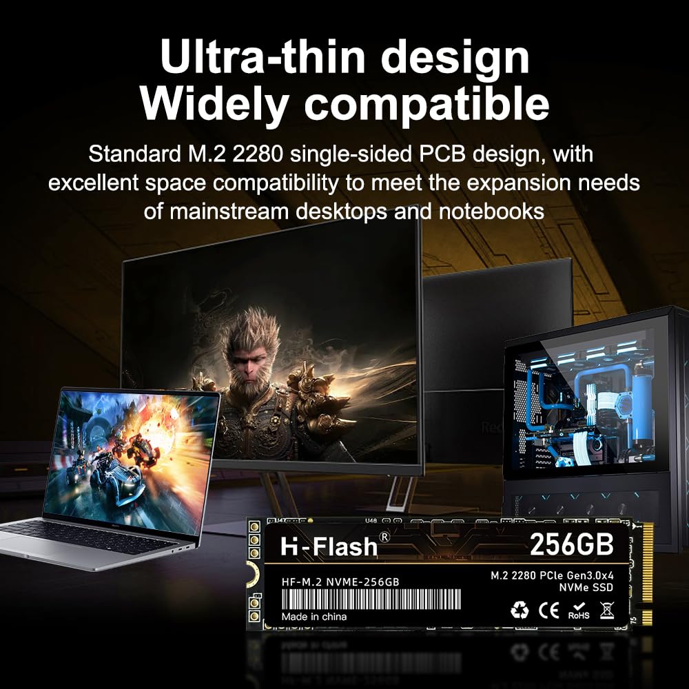 Amazon | H-Flash PCle 3.0x4 NVMe M.2 2280 SSD、256GB、デスクトップ