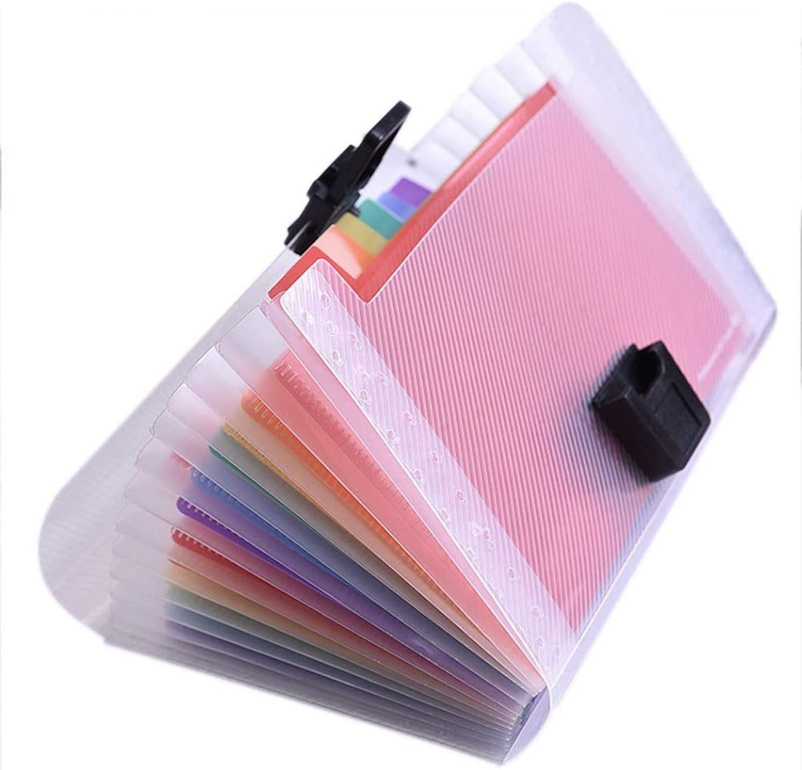 A6 Document Folder, 13 Compartments, Expandable Document Bag, Expanding Folder with Index Cards, Portable Folder for School, Home, Office, Travel (Multi-Colour)
