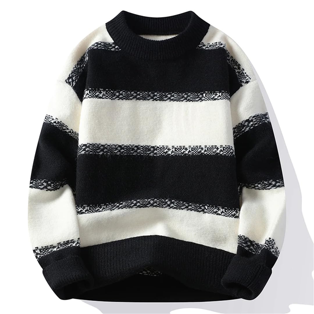 Maglione da uomo a maniche lunghe a righe Harajuku natalizio morbido e caldo